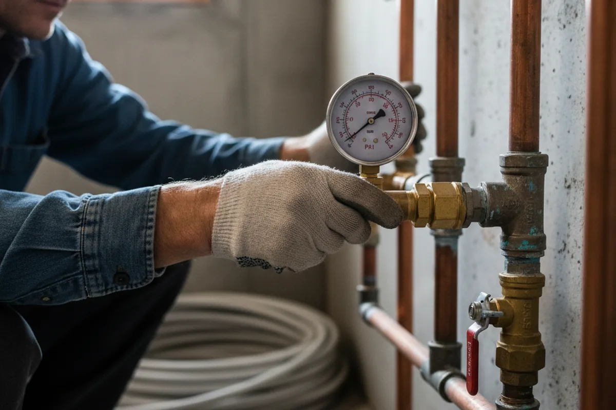 Pressure testing a repaired line during Water Line Repair in Thaxton